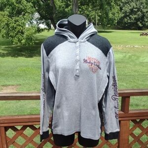 Harley-Davidson Gray Long Sleeve Hooded Sweatshirt Size XL